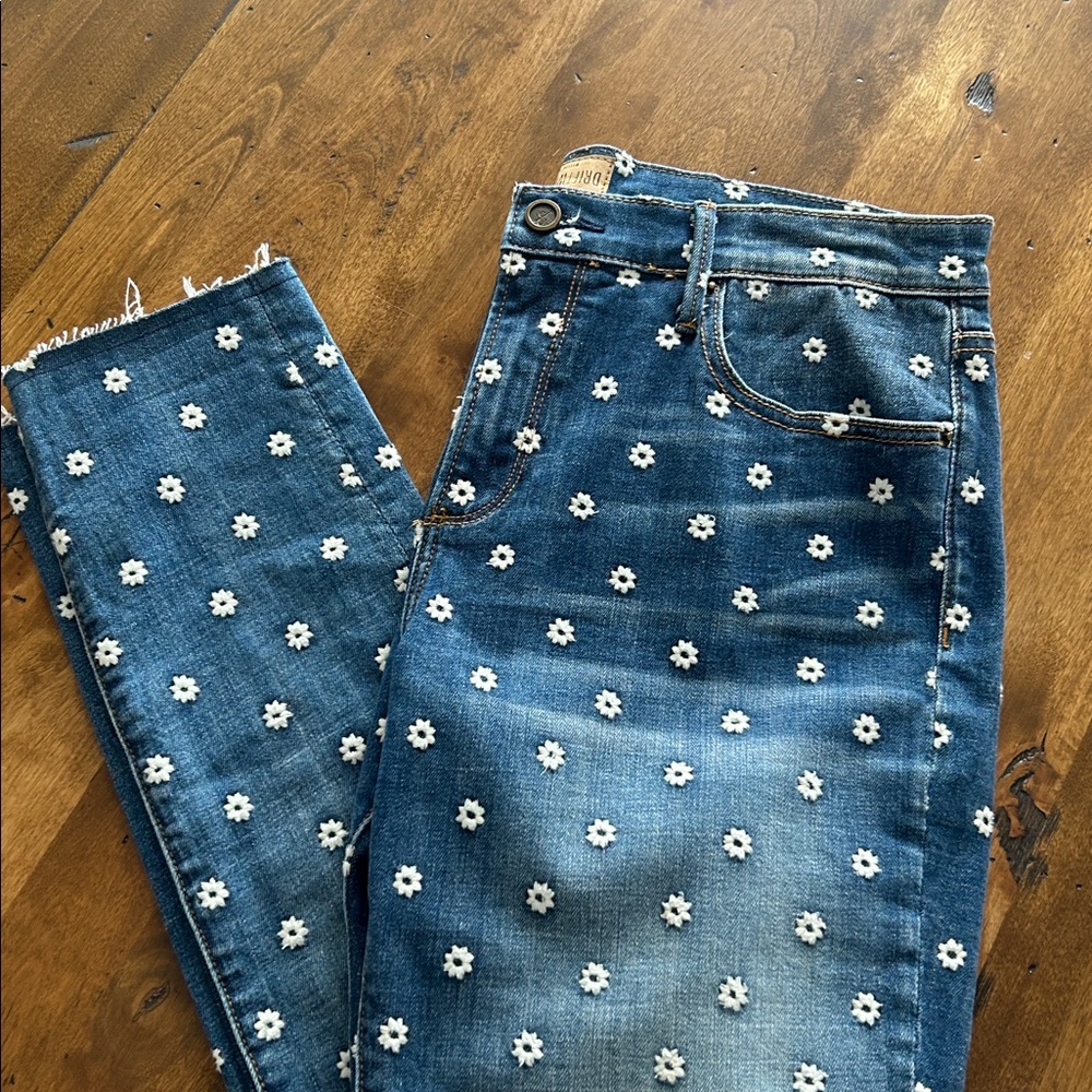 DRIFTWOOD Denim with White Daisy Print Straight Leg Jeans